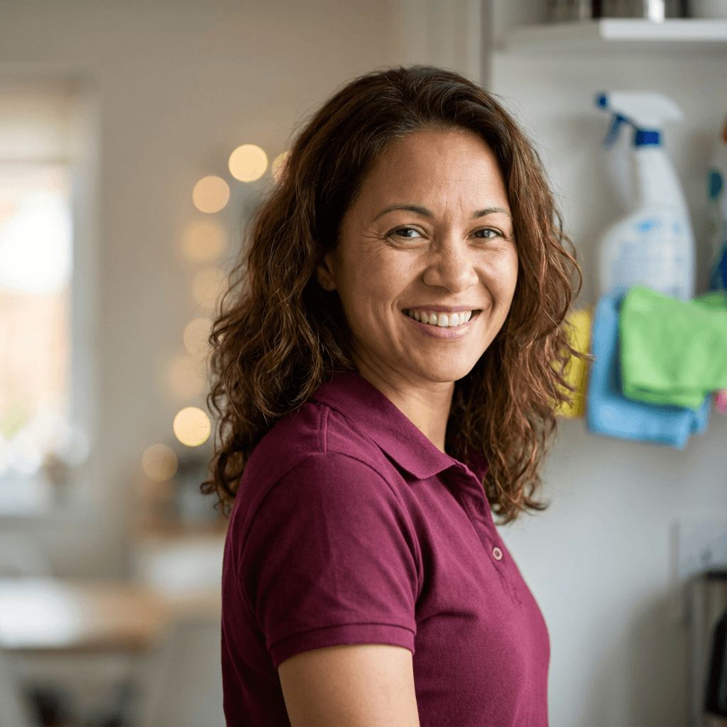 Elena Petrova smiling by a storefront window in Toronto